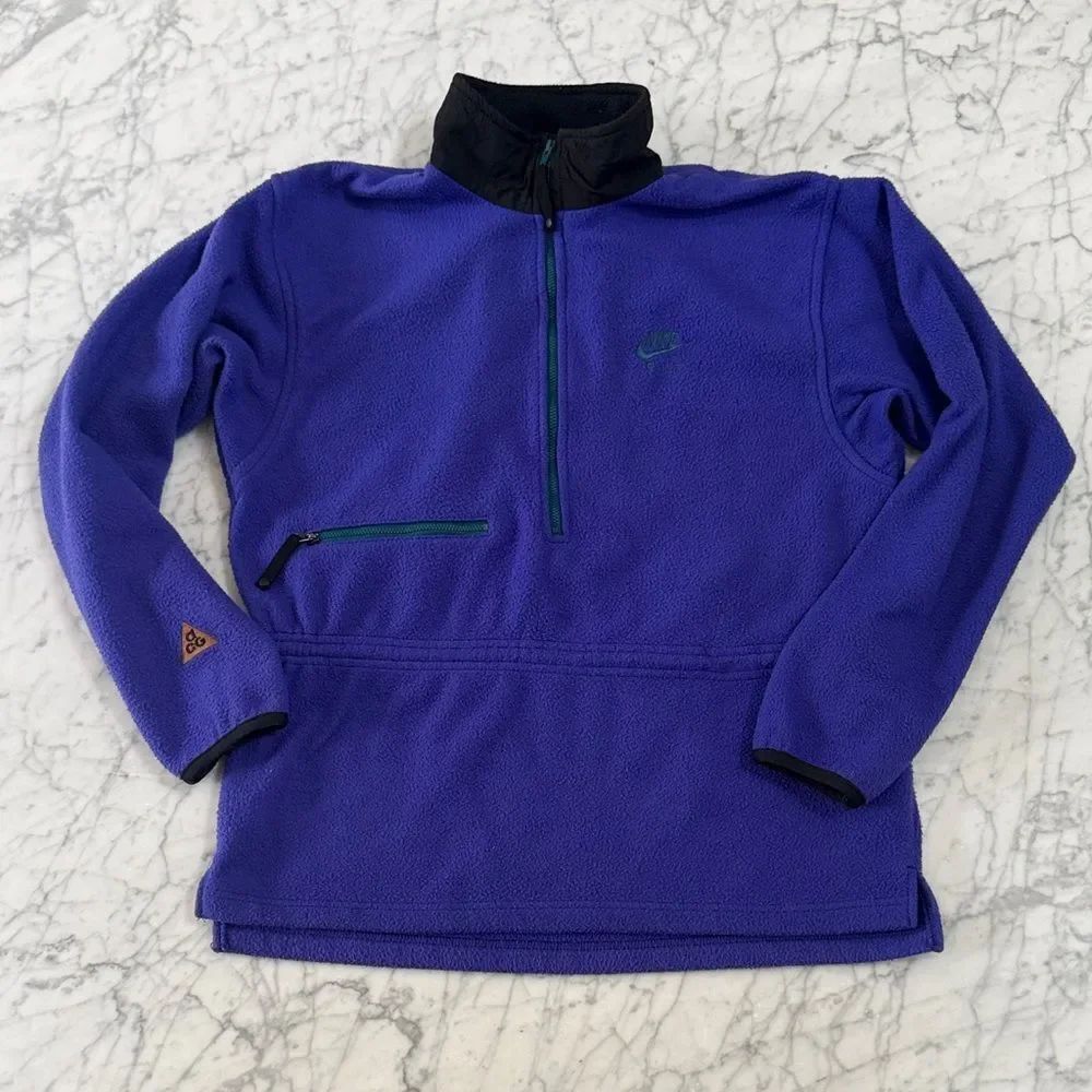 Vintage 90s Nike F.I.T. ACG Women’s Small Purple Green Half Zip Pullover Pocket